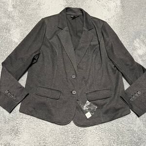 Lane Bryant Blazer Womens 22 The Bryant Ponte Plus Career Gray Unstructured